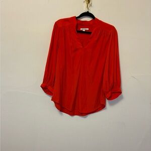 Chico's Scarlet Red V-Neck Peasant Blouse Size Medium
